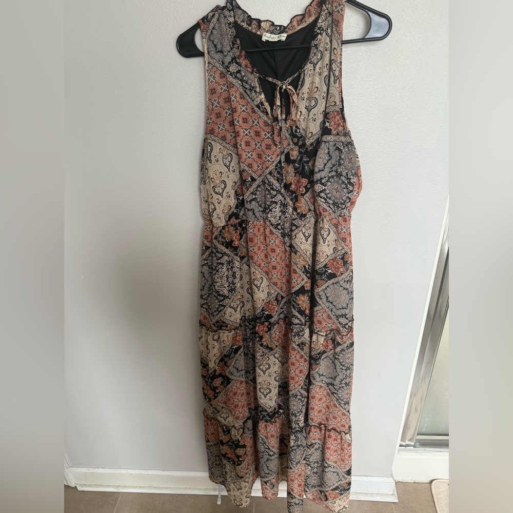 Elegant Patchwork Maxi Dress Boho Festival Hippie Bohemian Romantic Plus 2X